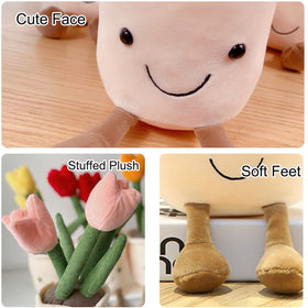 Evlooe tulip plush toy pink—cute bedside companion for bedtime routines