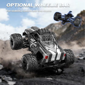 Evmore 1/16 brushless RC car off-road performance encourages confident jumping and precise steering.