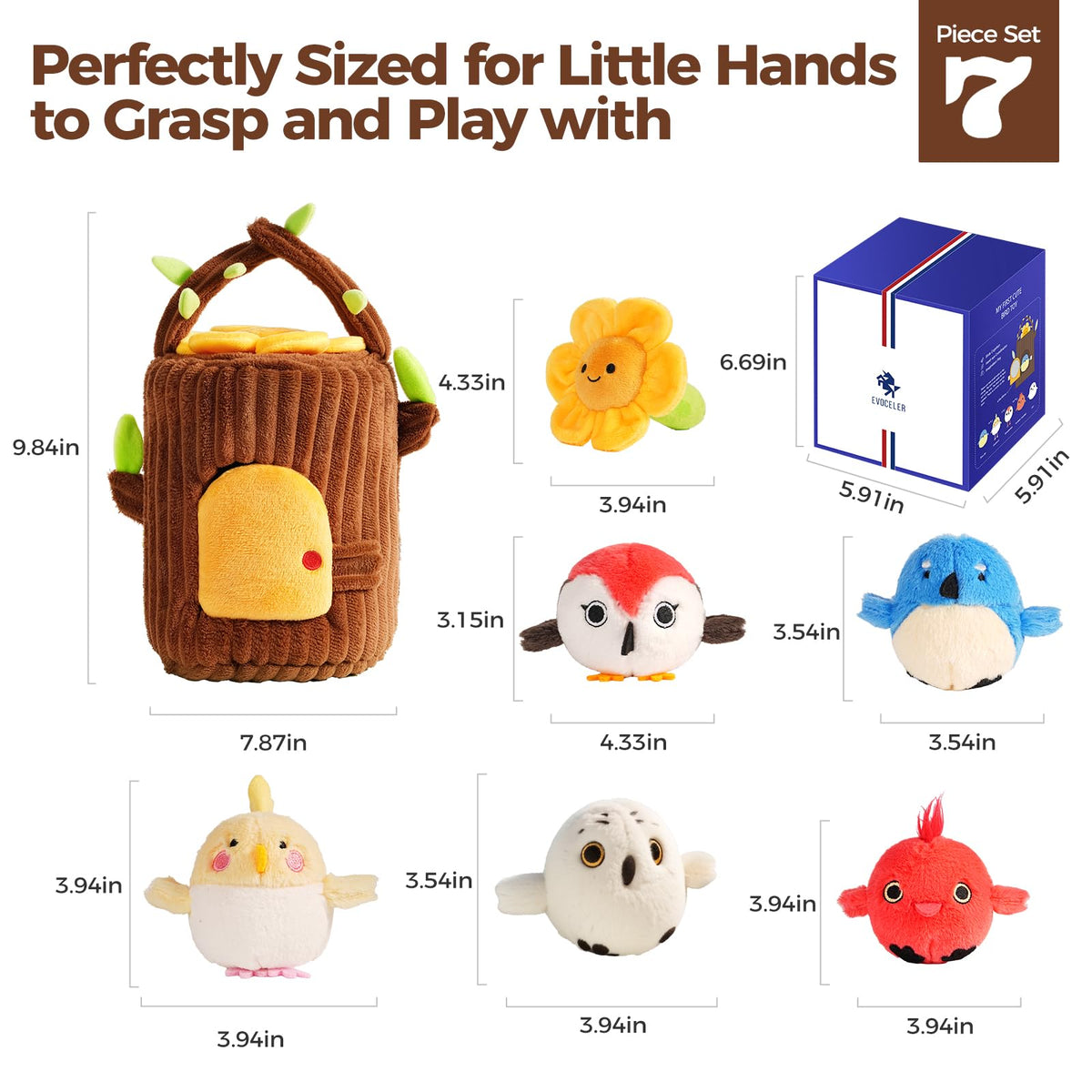 Evoceler Plush Bird with Crinkle Paper engages texture awareness