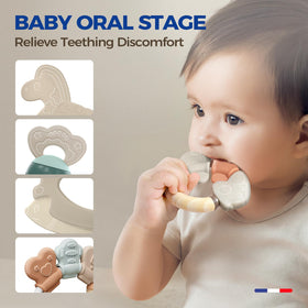 Evoceler silicone teether pack is dishwasher-safe and easy to sanitize.