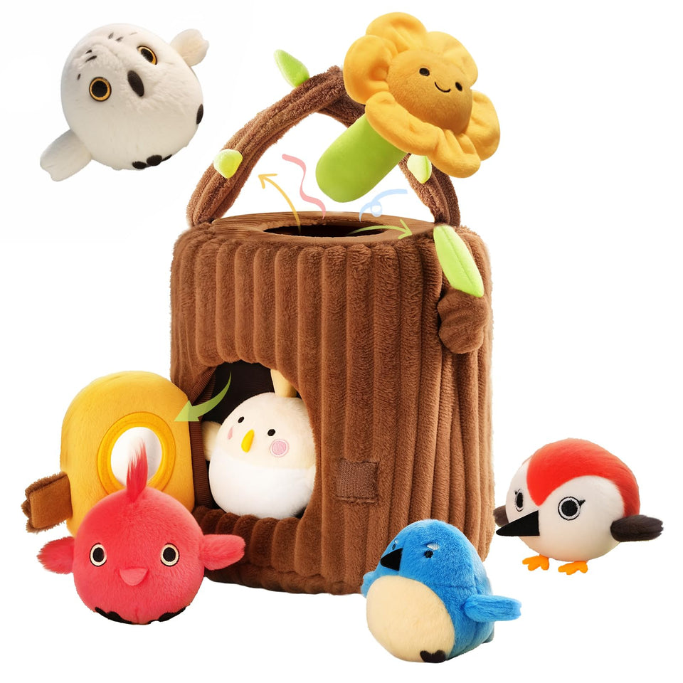 Evoceler Surprise Tree Stump with Birds for sensory exploration