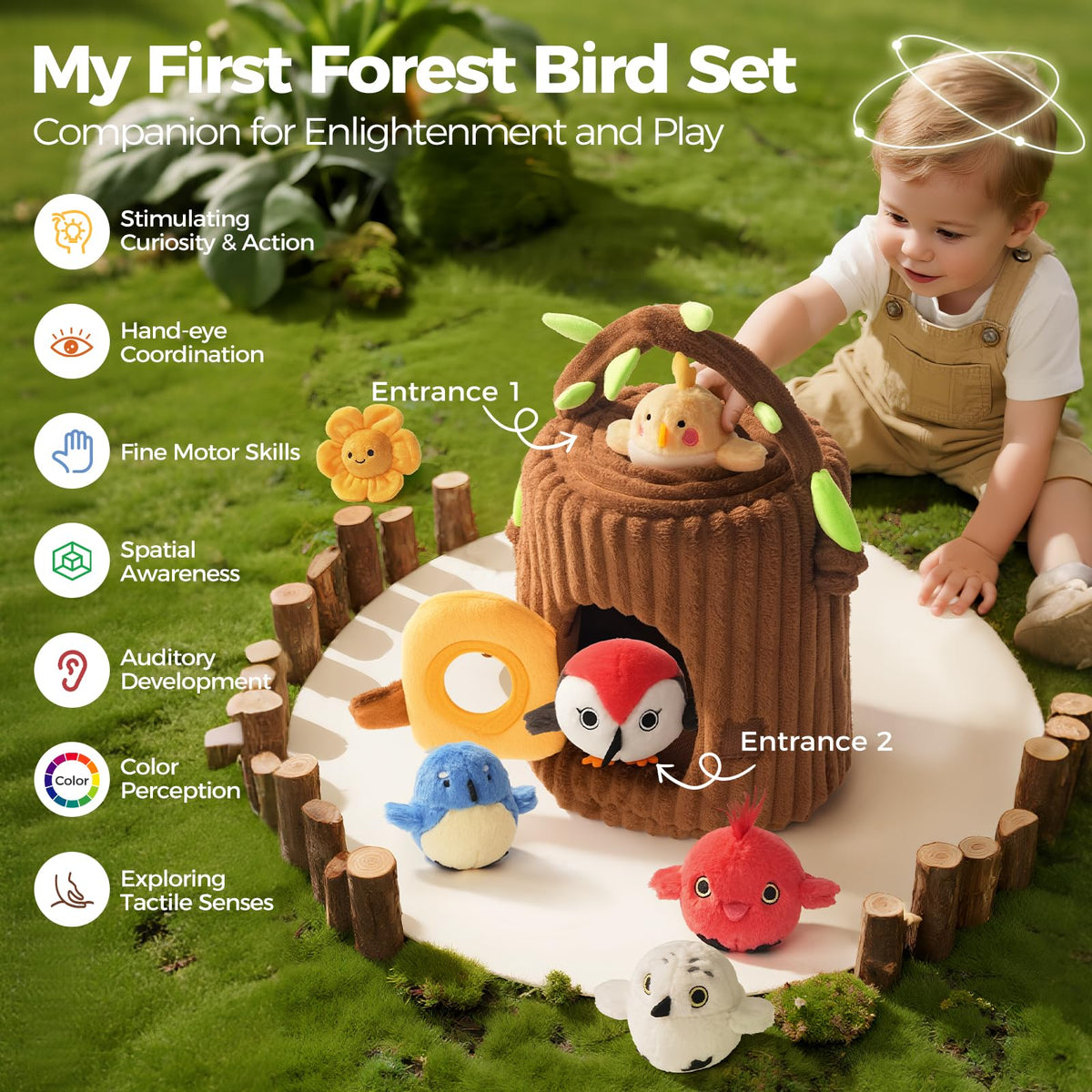 Evoceler Surprise Tree Stump with Flower Topper for vibrant visual play