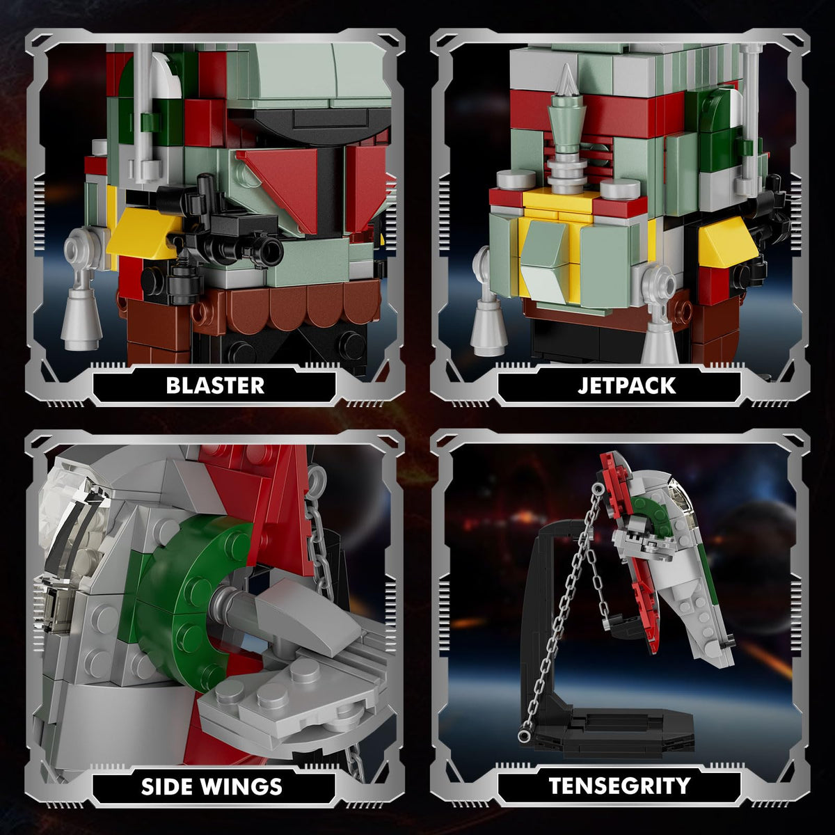EvoFTIOR Boba Fett Starship in flight mode showing dynamic pose options