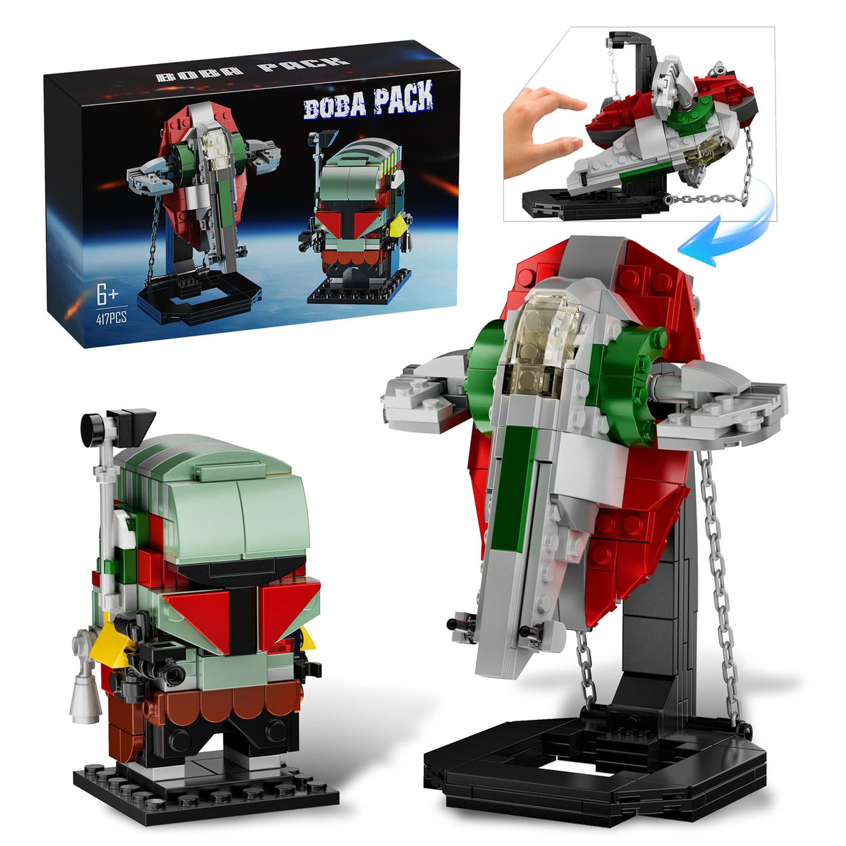 EvoFTIOR Boba Fett Starship tensegrity assembly for hobbyists and display
