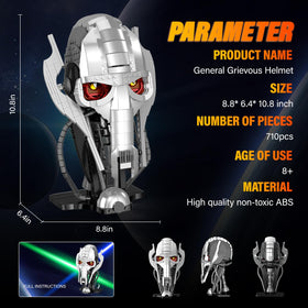 EvoFTIOR General Grievous helmet with printed instructions for confident assembly