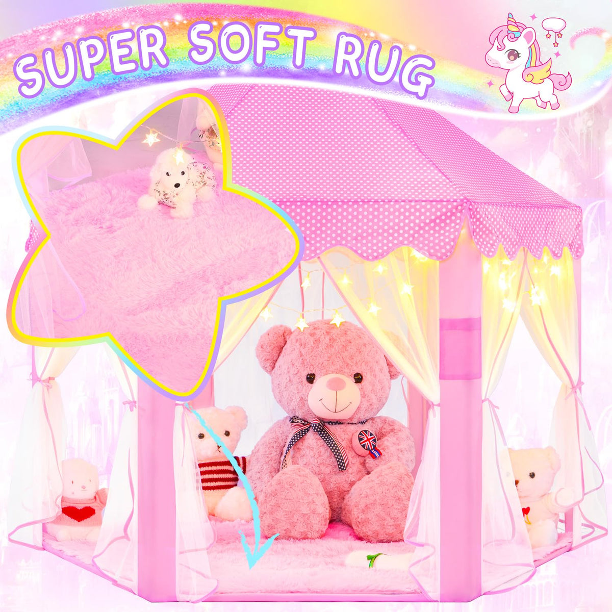 EVOIONOS Princess Tent easy setup for kids and parents.