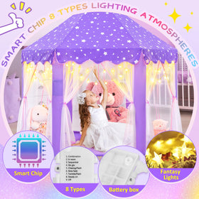 EVOIONOS purple tent ventilated arch design promotes airflow during imaginative play.