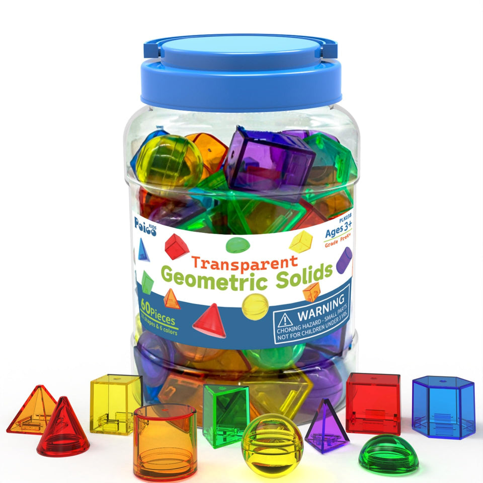 EXBEPE 3D geometric solids set with translucent colors for hands-on geometry exploration