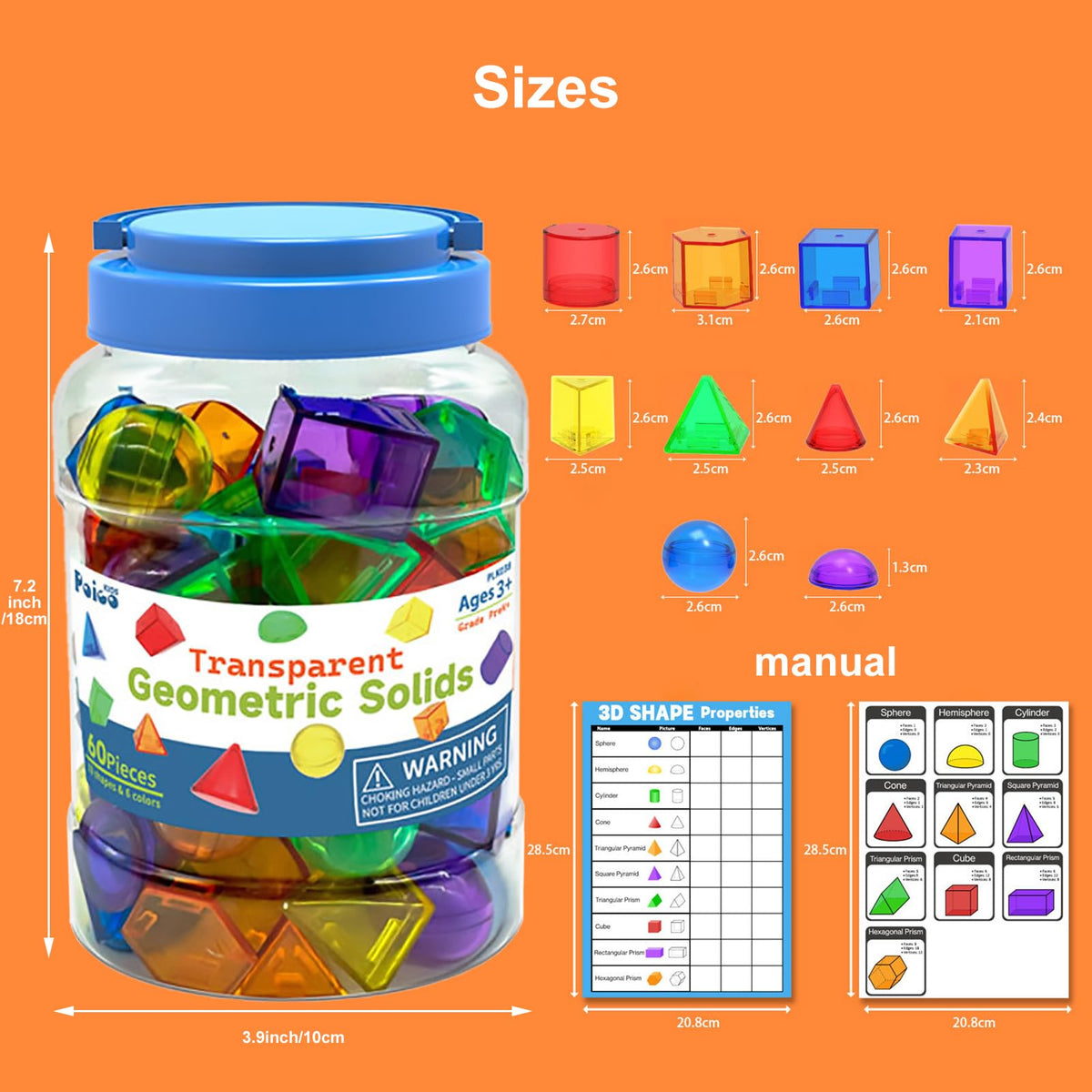 EXBEPE geometry shapes are ideal for classroom centers or home exploration