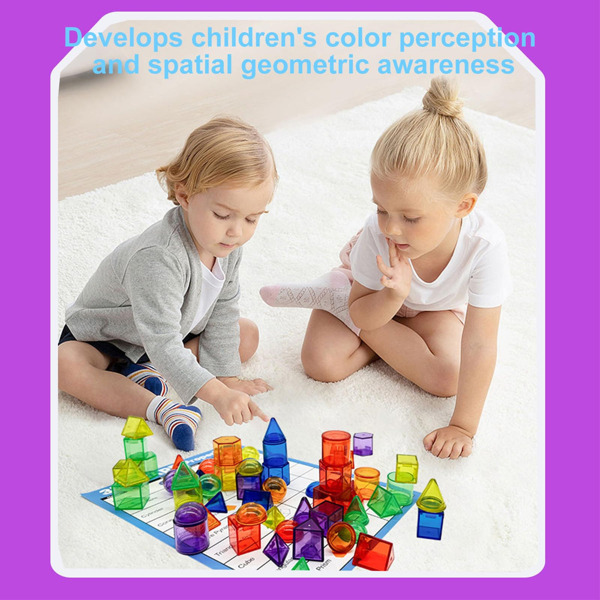 EXBEPE translucent shapes in vibrant hues support color recognition and spatial thinking