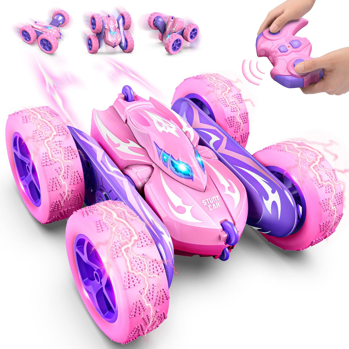Excitobo remote control car performing a 360-degree flip for thrilling play.