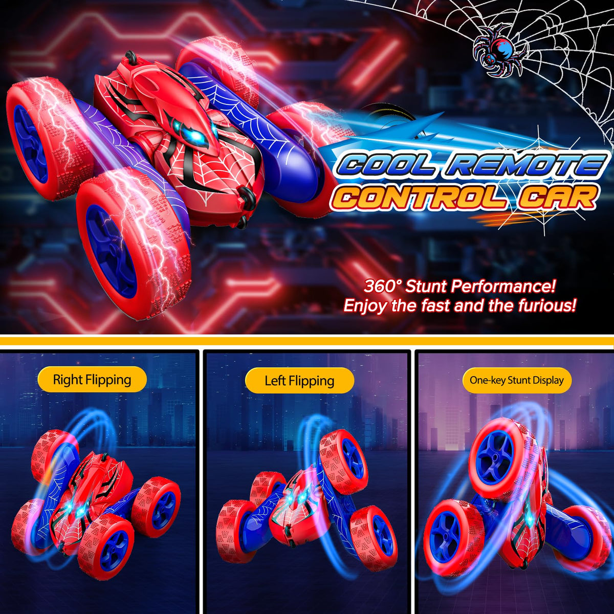 Excitobo RC car drift 360-degree action demonstrates agile turning for dynamic play.