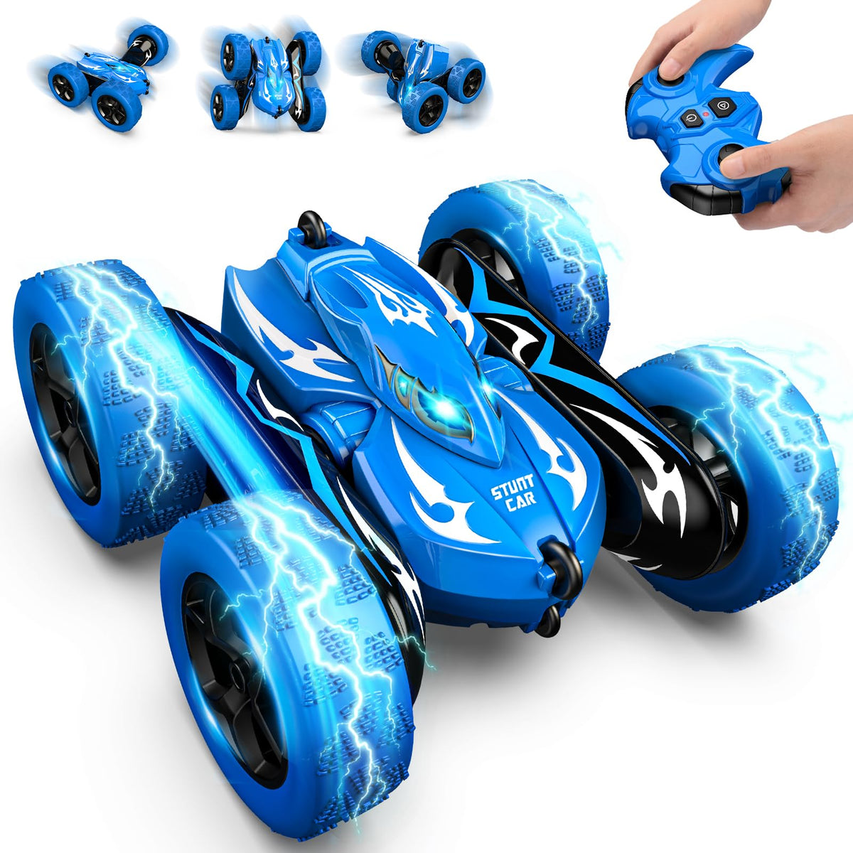 Excitobo remote control car front view illustrating precise steering and grip.