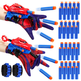 Excitobo superhero web shooter set showing dual launchers for imaginative action play