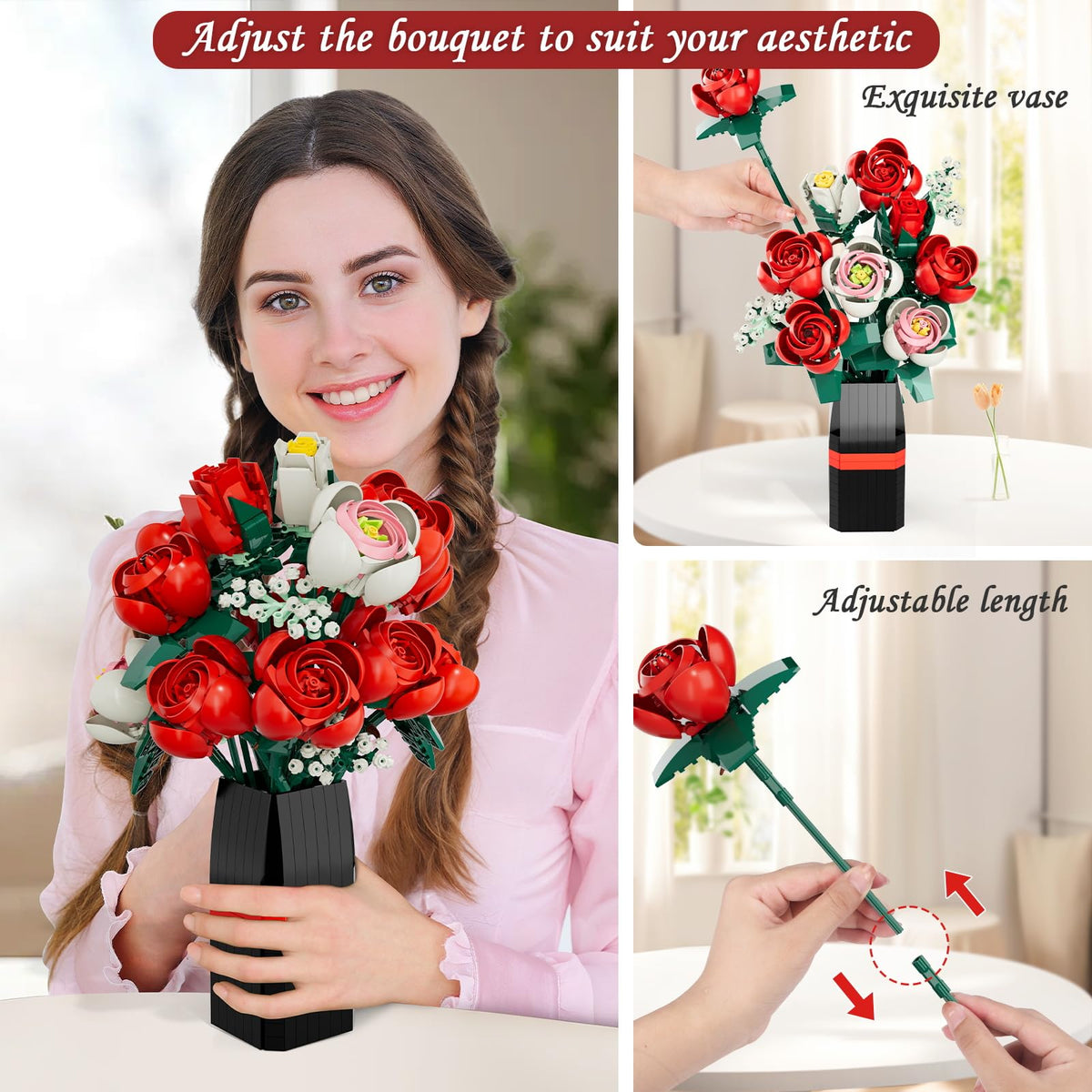 EXCOUP rose blocks with stars add vibrant detail to display