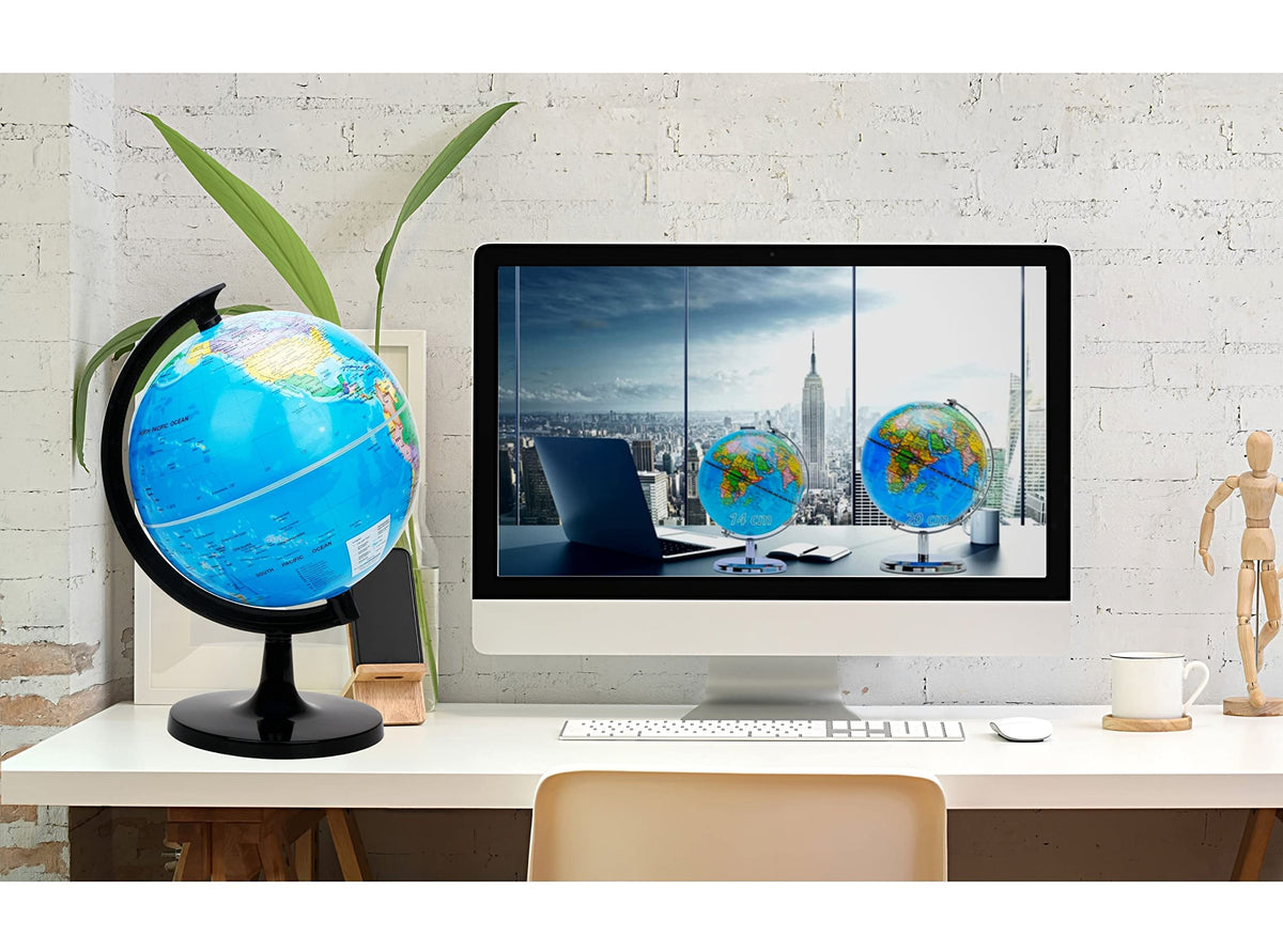 Exerz 8-inch globe styled for home or office decor.
