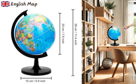 Exerz 8-inch globe stand close-up showing sturdy support for display.