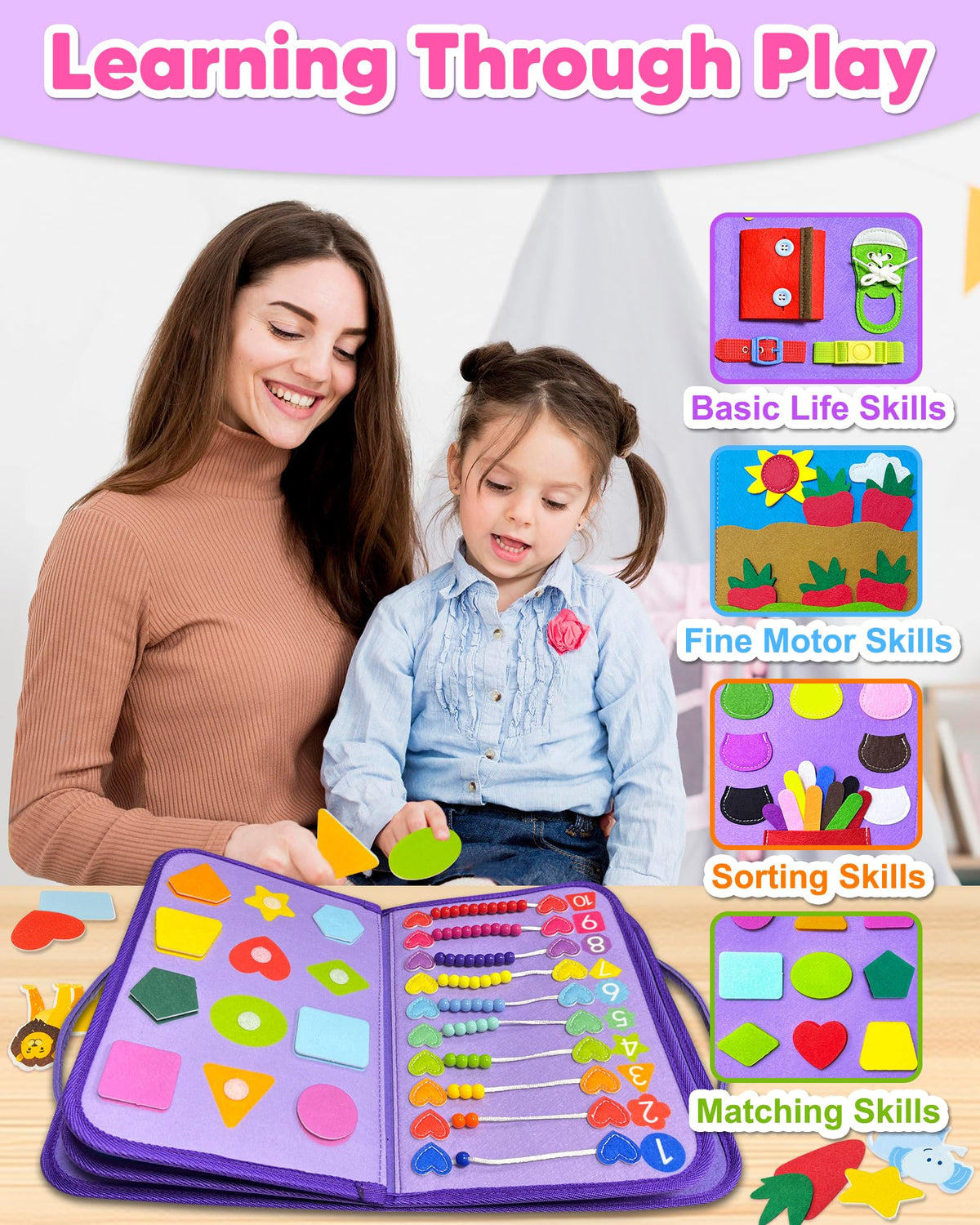 Exorany Busy Board counting abacus supports basic math readiness.