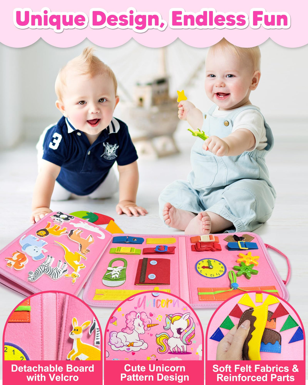 Exorany Busy Board shoelace tying activity improves coordination.
