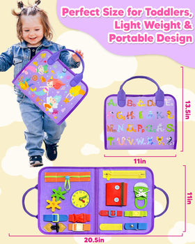 Exorany Busy Board travel-friendly design is ideal for on-the-go quiet play.