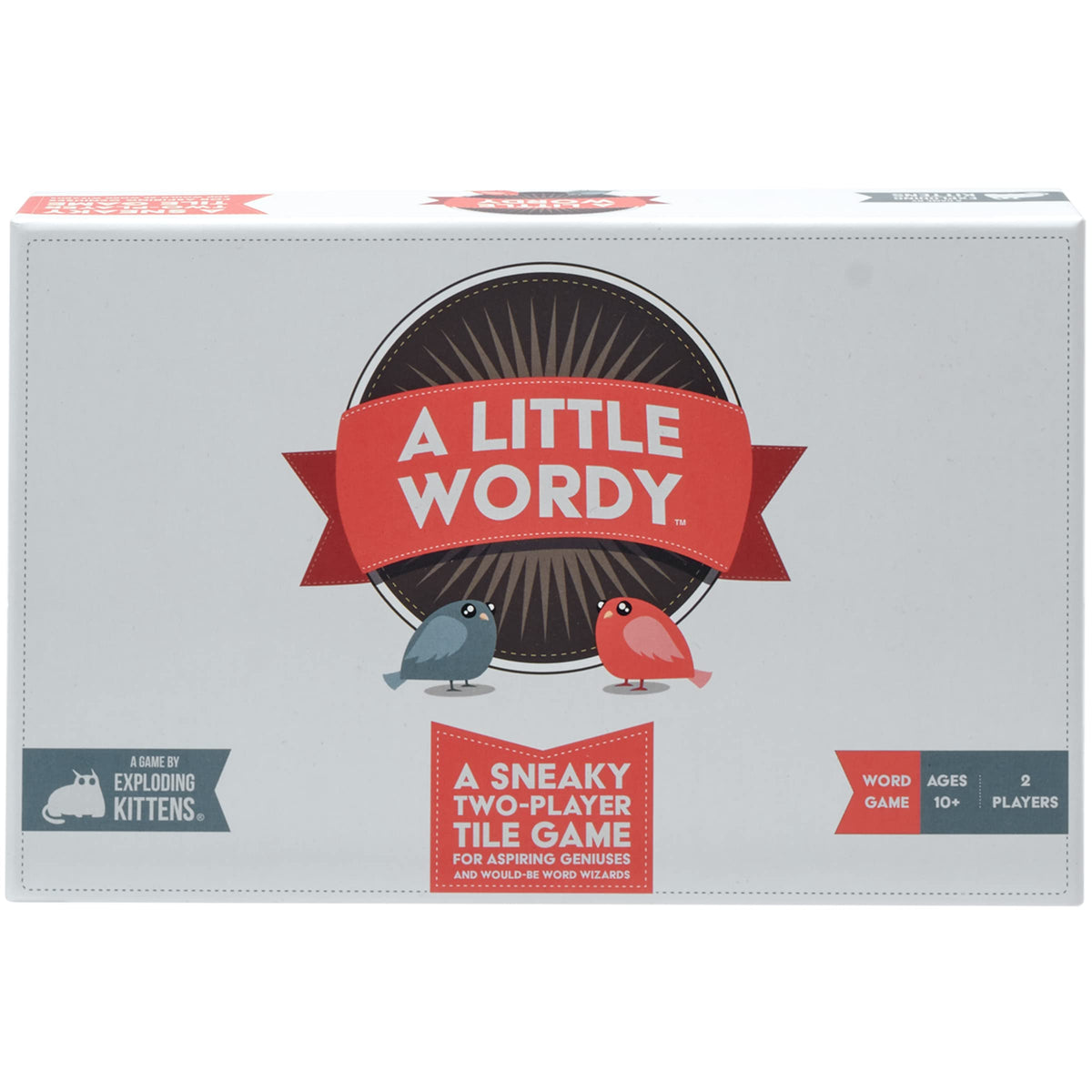 Exploding Kittens A Little Wordy letter tiles for secret word creation and strategic clues.