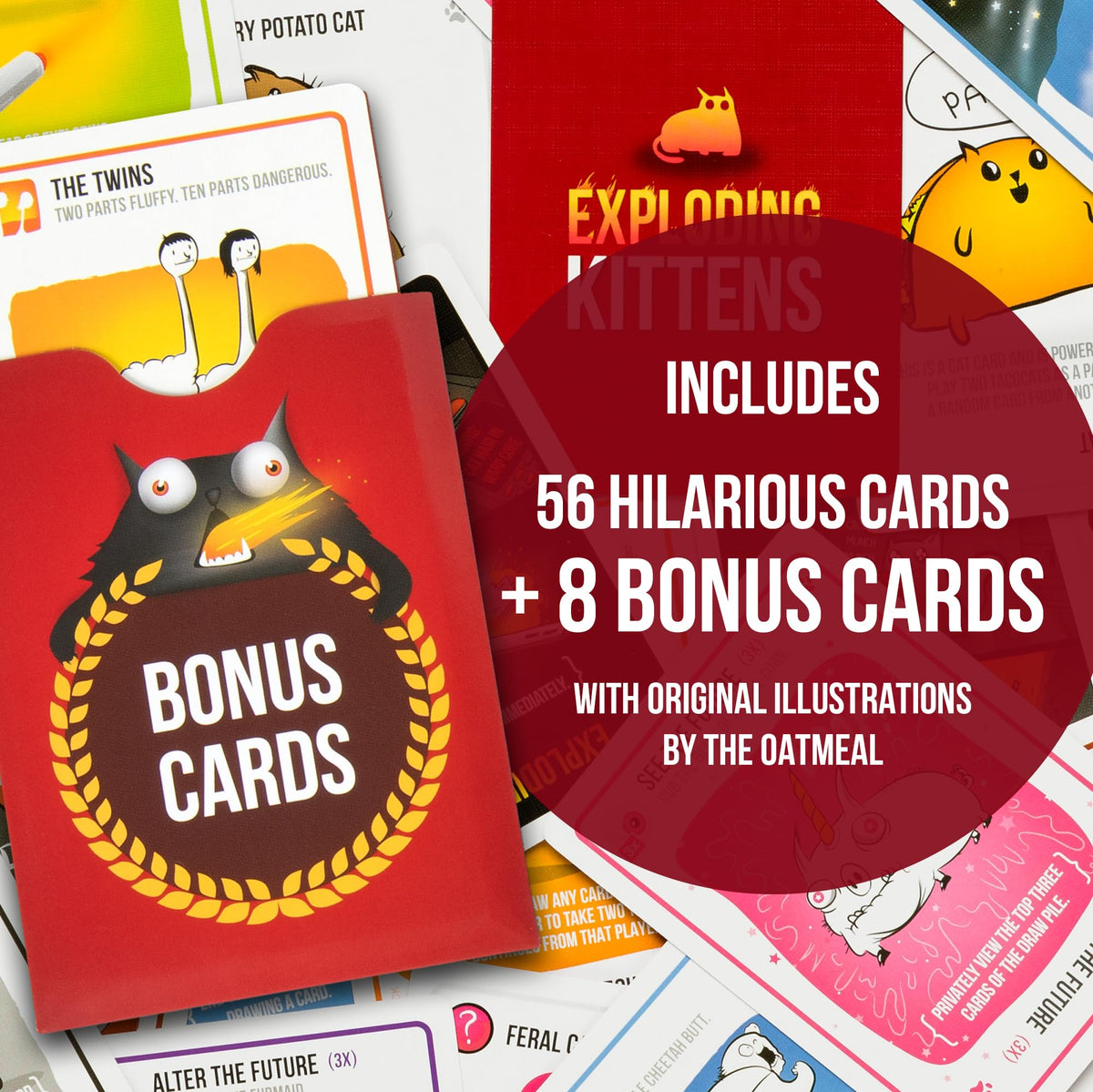 Exploding Kittens action cards enable clever plays and quicker round twists.