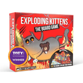 Exploding Kittens board game setup showing components for a quick, fun game night.