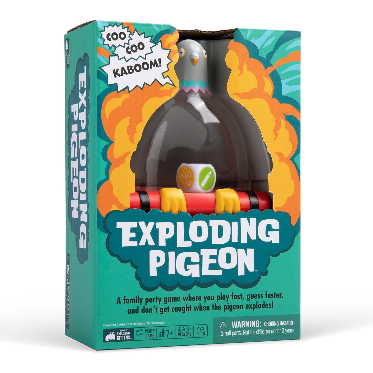 Exploding Pigeon by Exploding Kittens: pigeon shaker enabling fast, fun party challenges.