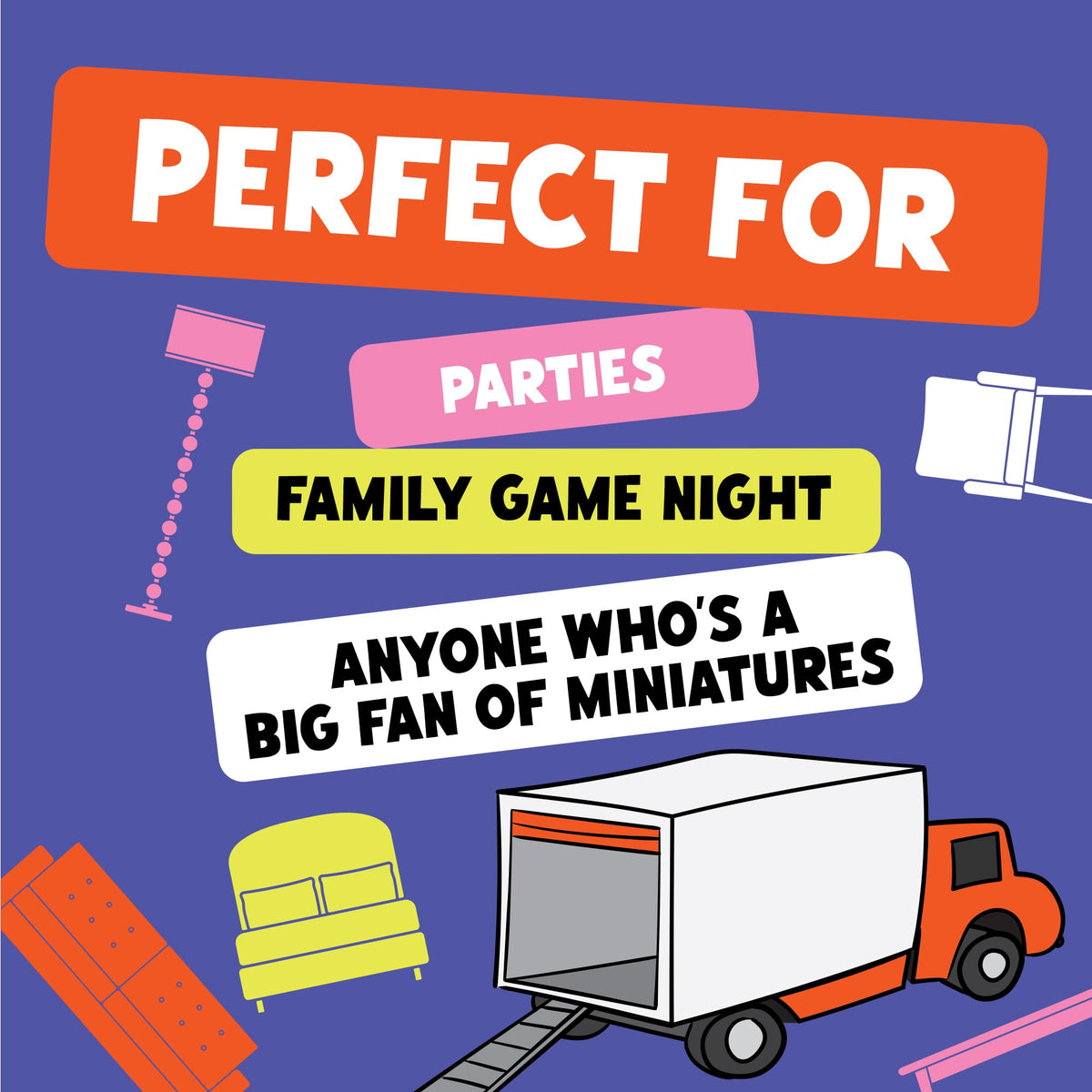 Exploding Kittens Giants Moving Tiny Furniture ages 7 plus expand inclusive play.