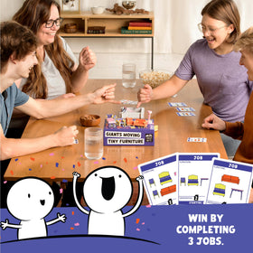 Exploding Kittens Giants Moving Tiny Furniture DIY miniature kit simplifies setup for quick rounds.