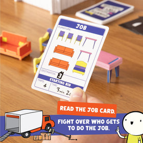 Exploding Kittens Giants Moving Tiny Furniture pinkies in action demonstrate cooperative dexterity.