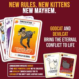 Exploding Kittens Good vs Evil godcat-devilcat cards for playful myth-themed battles