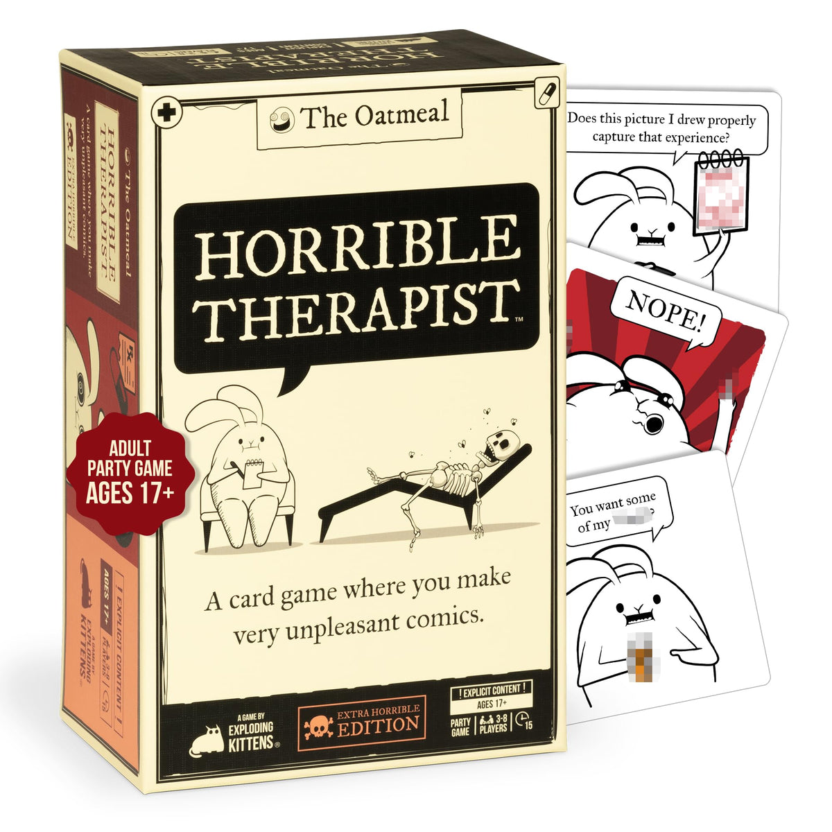 Exploding Kittens Horrible Therapist deck art for playful game nights