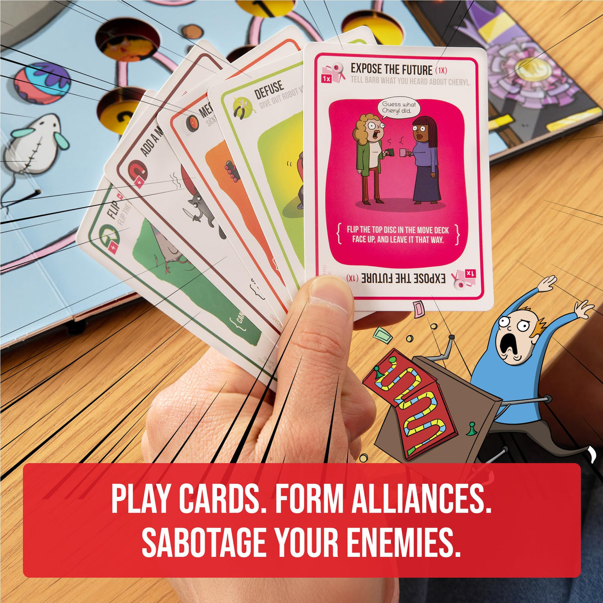 Exploding Kittens Meatpants Butterfly Punch cards add playful chaos to play.