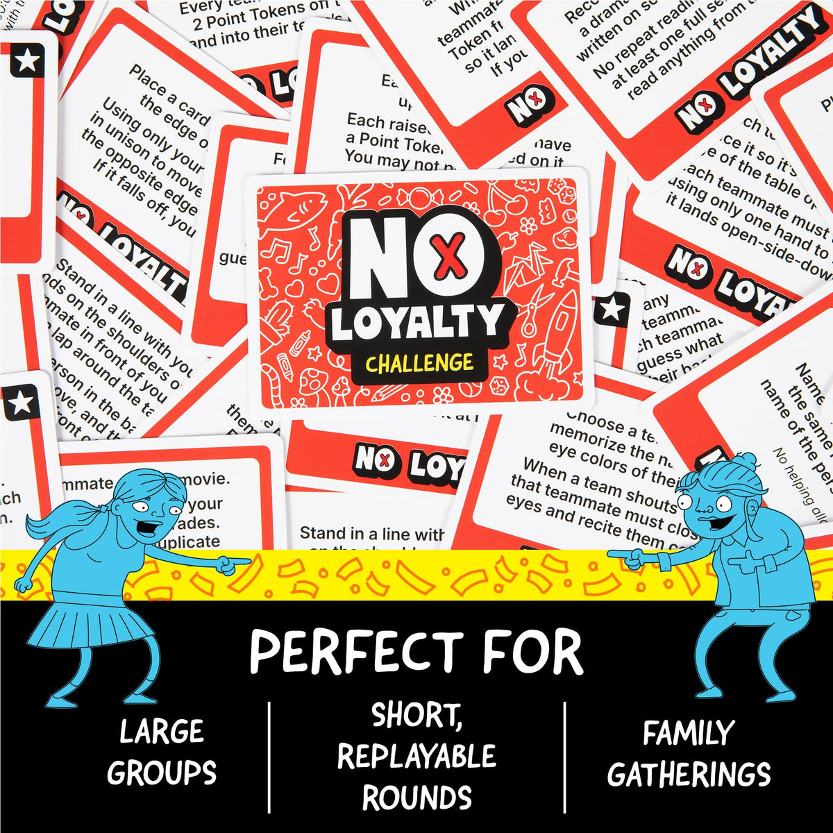 Exploding Kittens No Loyalty box art highlighting chaotic party vibes