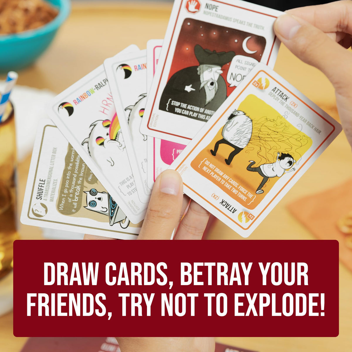 Exploding Kittens Original Edition defuse cards extend gameplay