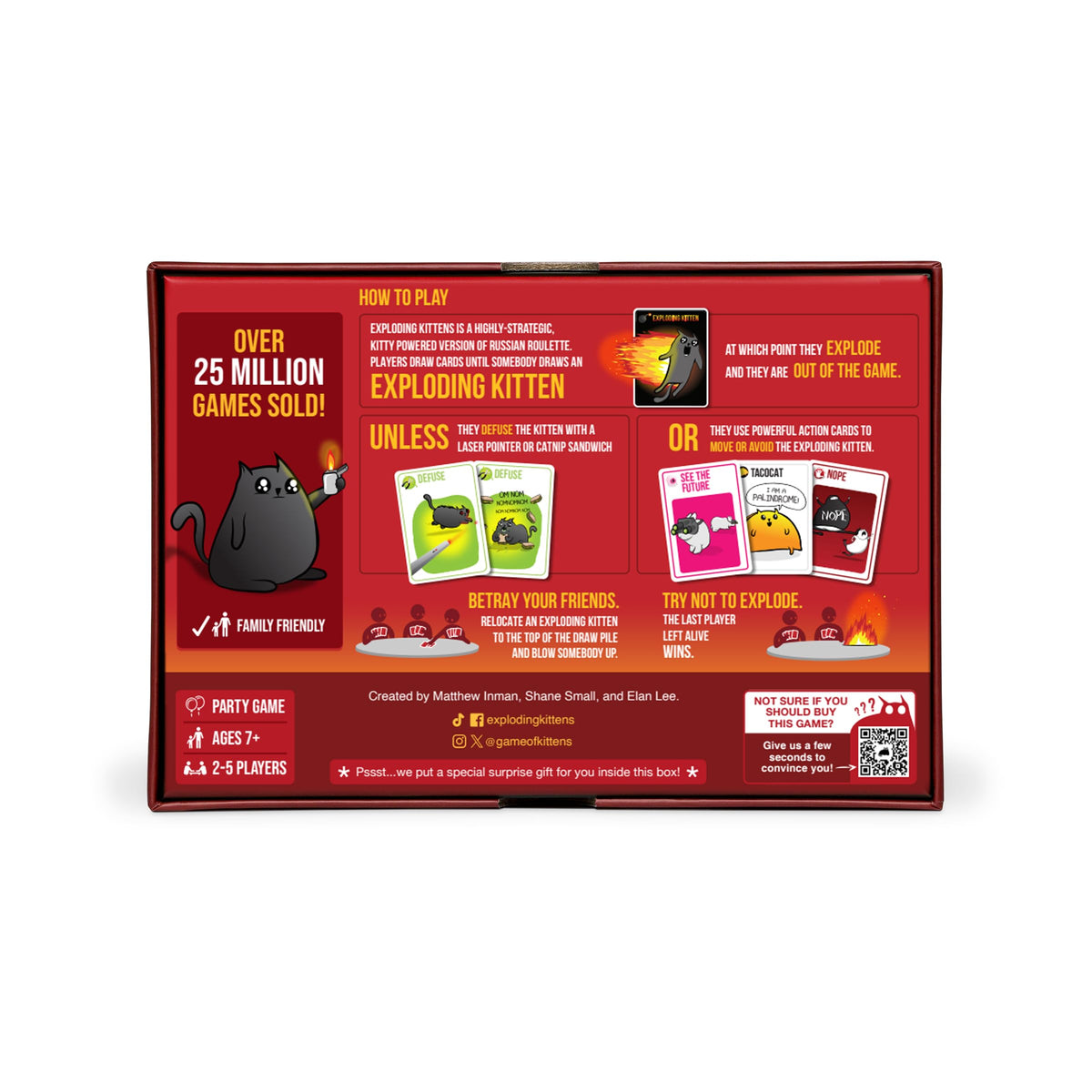 Exploding Kittens Original Edition Rainbow-Ralphing Cat illustration brings laughs