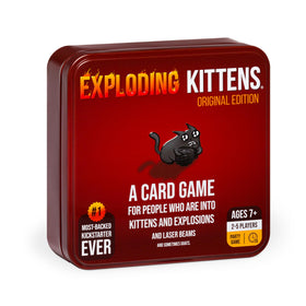 Exploding Kittens Original Edition tin exterior, ideal for portable party play
