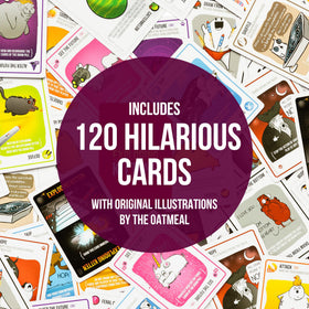 Exploding Kittens Party Pack cards spread features bold illustrations for quick rounds.