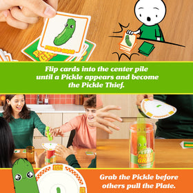 Exploding Kittens Pickle Grab plate coordinates fast-paced, chaotic play.