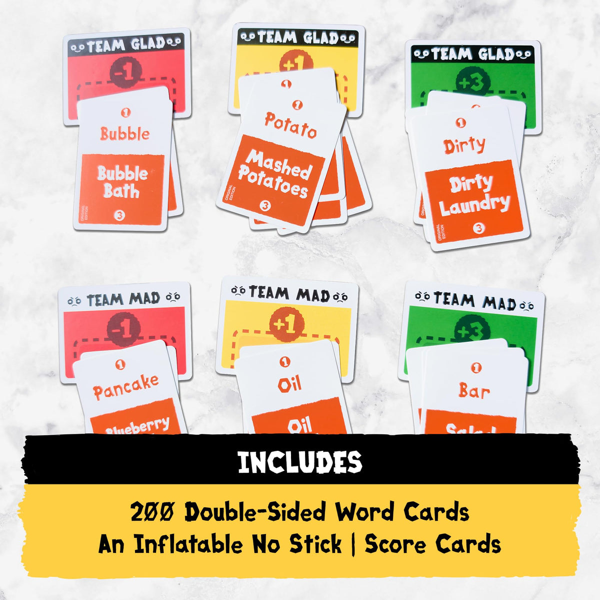 Exploding Kittens Poetry for Neanderthals game boards set up for team play