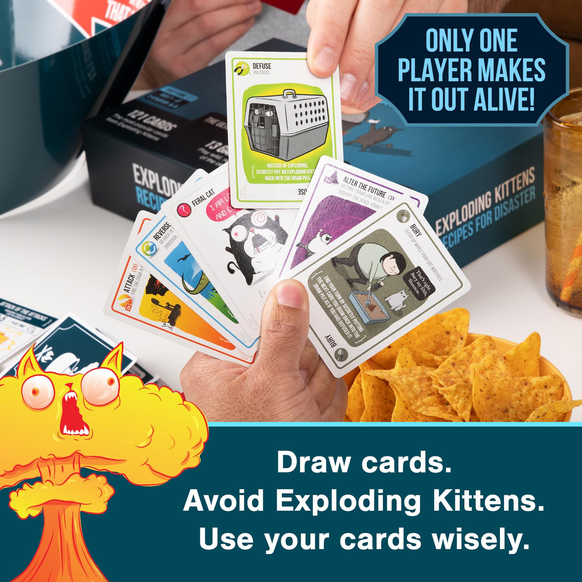 Cone of Shame prop from Exploding Kittens spices up turn-by-turn play.