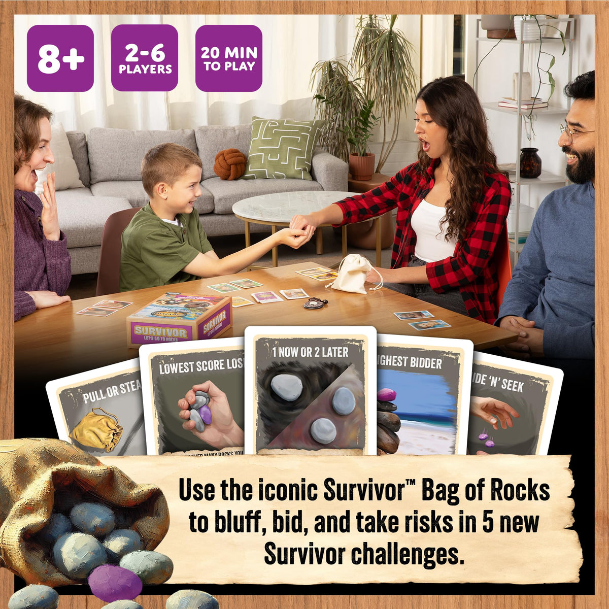 Exploding Kittens Survivor purple rocks highlighting key decisions