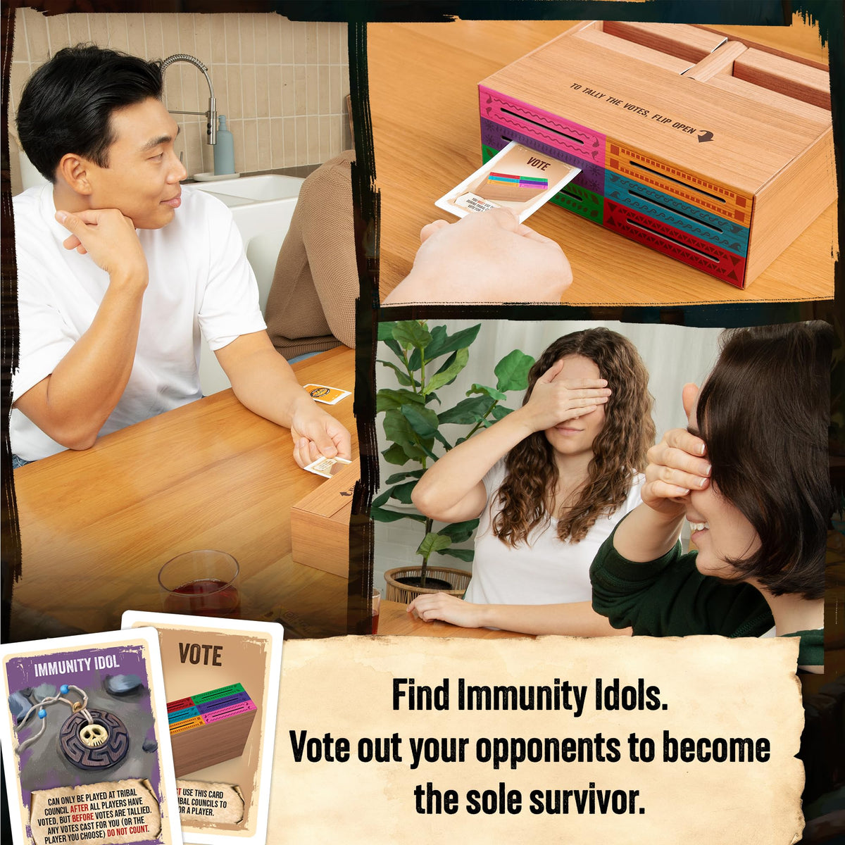 Exploding Kittens Survivor voting box captures tense in-game voting moments.