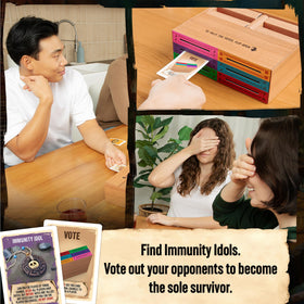 Exploding Kittens Survivor voting box captures tense in-game voting moments.