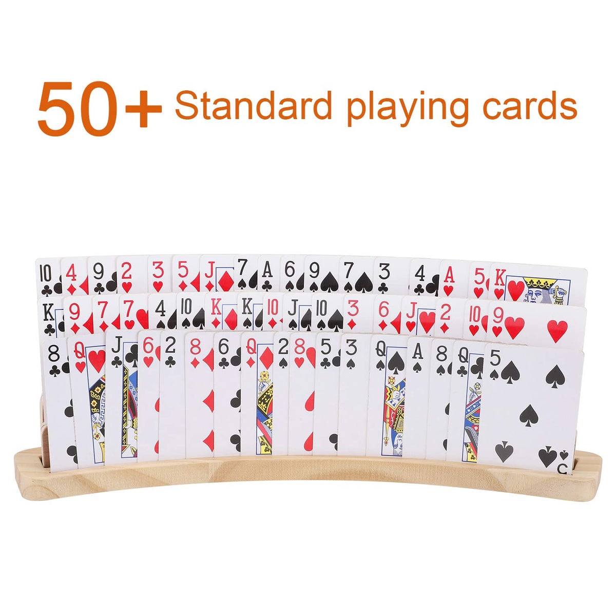 Exqline curved wooden card holder showing a stable base for busy rounds