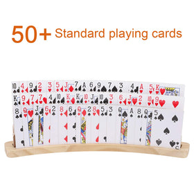Exqline curved wooden card holder showing a stable base for busy rounds