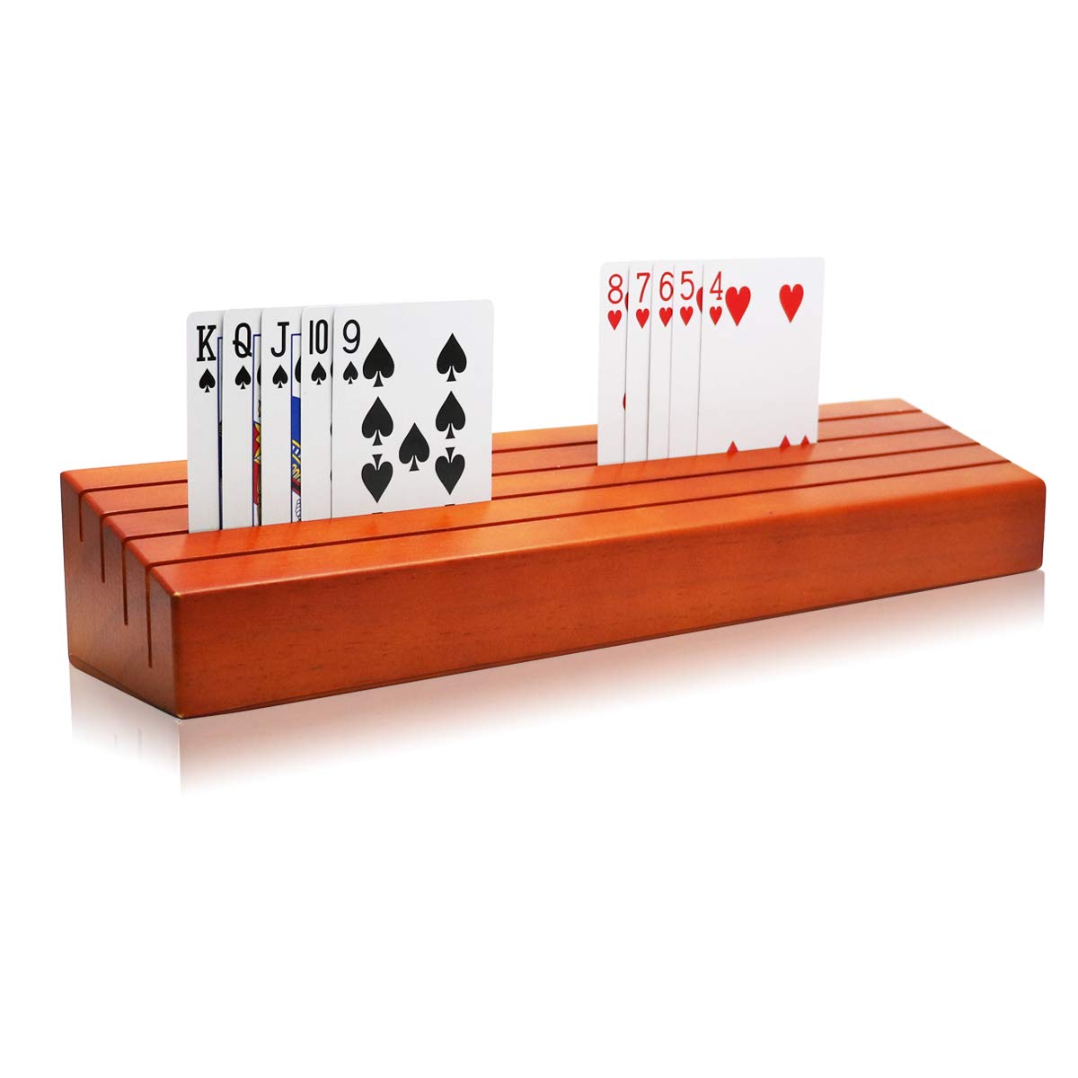 Exqline wooden card holder front view for easier card access
