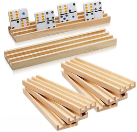 Exqline eight-pack wooden domino racks side view for organized gameplay.