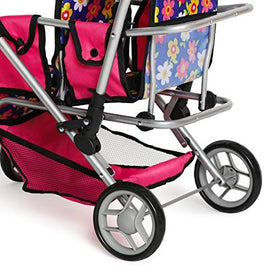 Exquisite Buggy twin doll stroller with soft-grip adjustable handle for growing kids.
